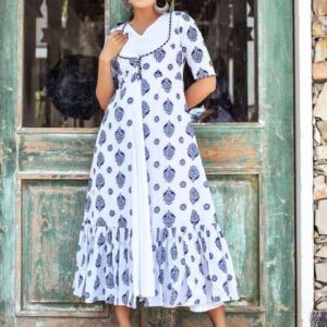 anastay clothing white blue printed aline jacket