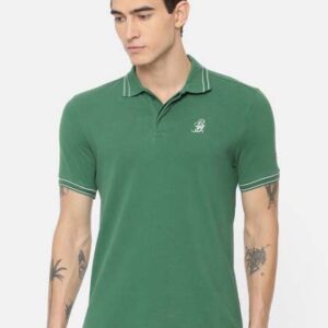 being human clothing men green solid polo collar p