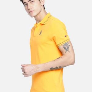 being human clothing men yellow solid polo collar