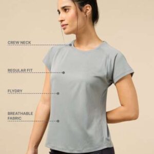cult women moisture wicking solid round neck tshir