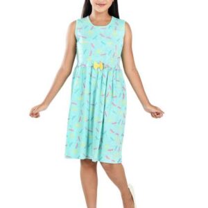clothe funn sea green floral print fit flare dres