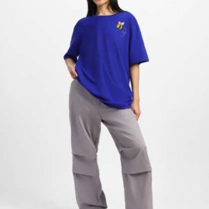 juneberry women blue printed round neck relaxed fi