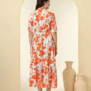 kalini women floral printed shirt collar fit flar