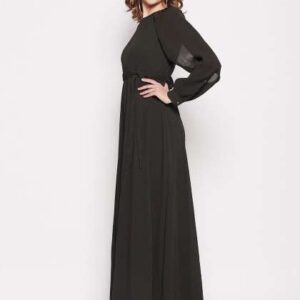 madame round neck slit sleeves maxi dress