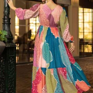 moda rapido printed puff sleeves fit flare dress