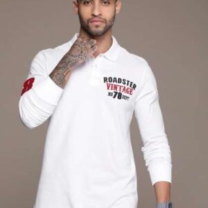 roadster men brand logo printed polo collar cotton