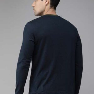roadster men navy blue olive green colourblocked