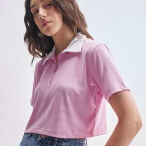 street by tokyo talkies polo collar crop tshirt