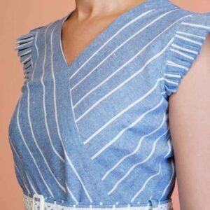 textilenow striped cotton flutter sleeves fit fla